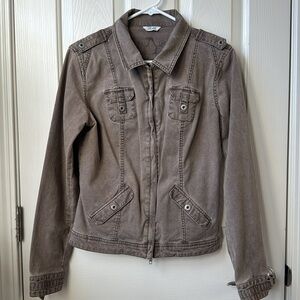 Fox Classic Racing Jean Jacket crop Frosty Taupe Medium two way zip